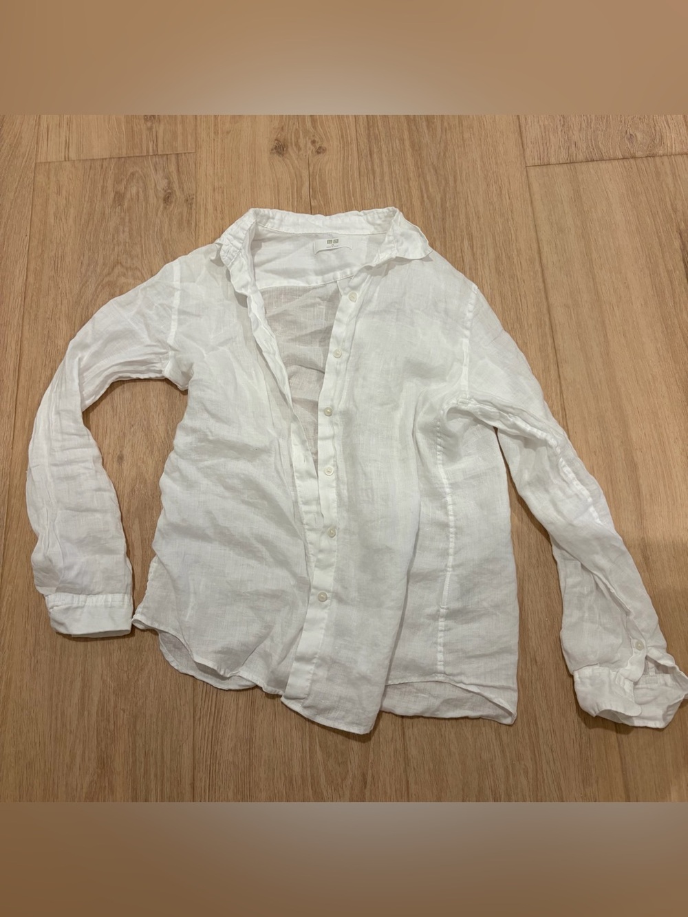 Uniqlo White Linen Button-Down Shirt